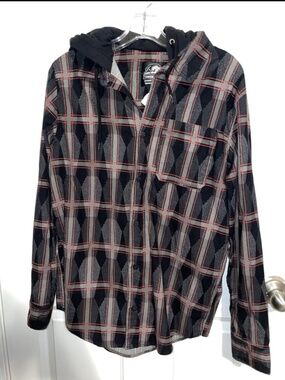 Lurking Class Cobra Kai Photo Double Red & Black Plaid Hooded Flannel Men’s Sz M